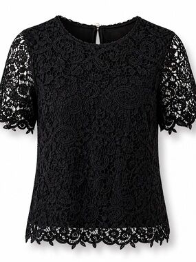 Philosophy Lace Top Black NWT Scalloped Hem Feminine Blouse